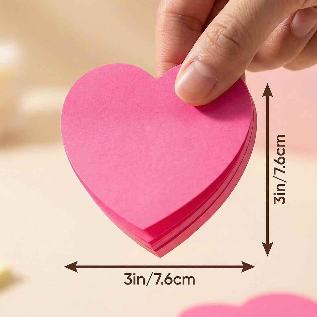 Heart Shaped Sticky Notes 3x3 in, 8 Color Bright Colorful Pads