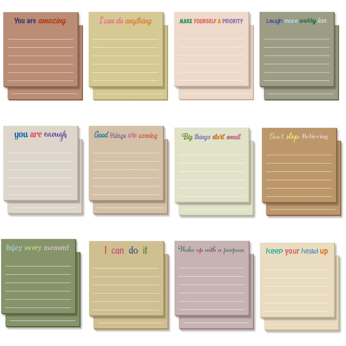 Yinder 24 Pcs Inspirational Sticky Notes Gifts, Appreciation, Multicolor
