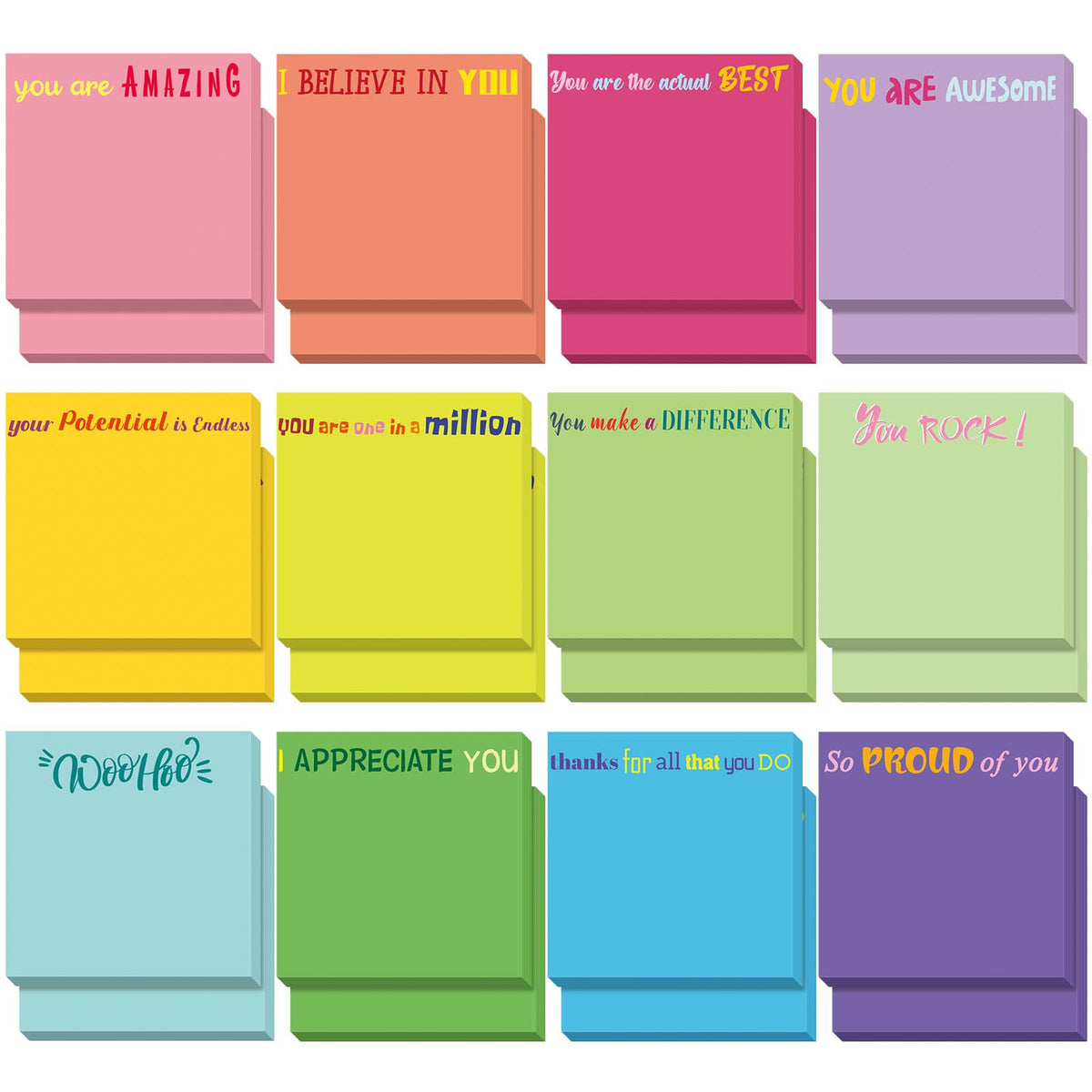 Yinder 24 Pcs Inspirational Sticky Notes Gifts, Appreciation, Multicolor