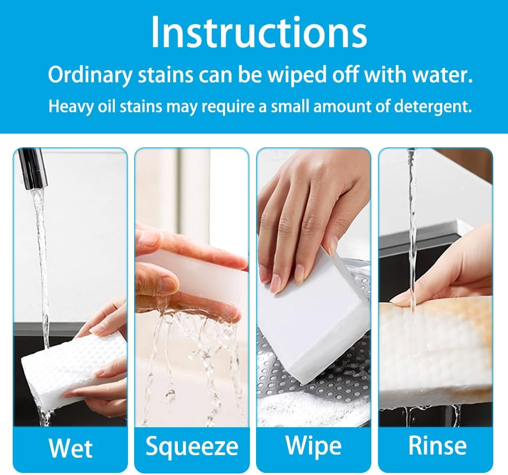 SmilinFit Magic Cleaning Erasers, Kitchen Sponge 10 Pack 2X Density Melamine Sponge Foam Pads, Multi-Functional Car Cleaning Supplies Cleaner for Kitchen, Bathroom, Shower, Window, Wall Cleaner