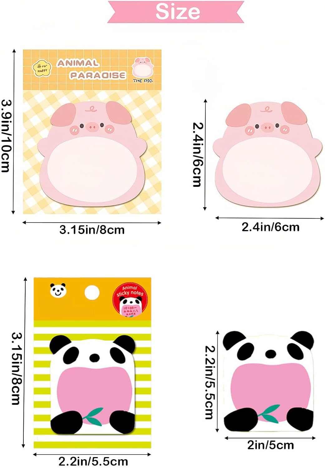 48 Pads Cute Sticky Notes, 16 Cute Animal Patterns 3 Pads of Each, 960 Sheets Kawaii Self-Sticky Memo Pads for Student Teacher Appreciation Gift School Home Office Supplies