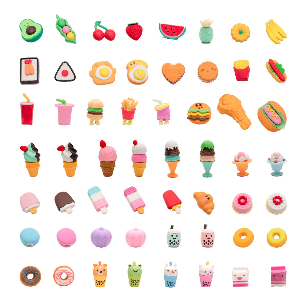 30Pcs 3D Food Erasers for Kids, All are Food Styles, Random Desktop Pets Toys Gifts, Mini Puzzle Classroom Rewards, Kids Party Favors Back to School Supplies