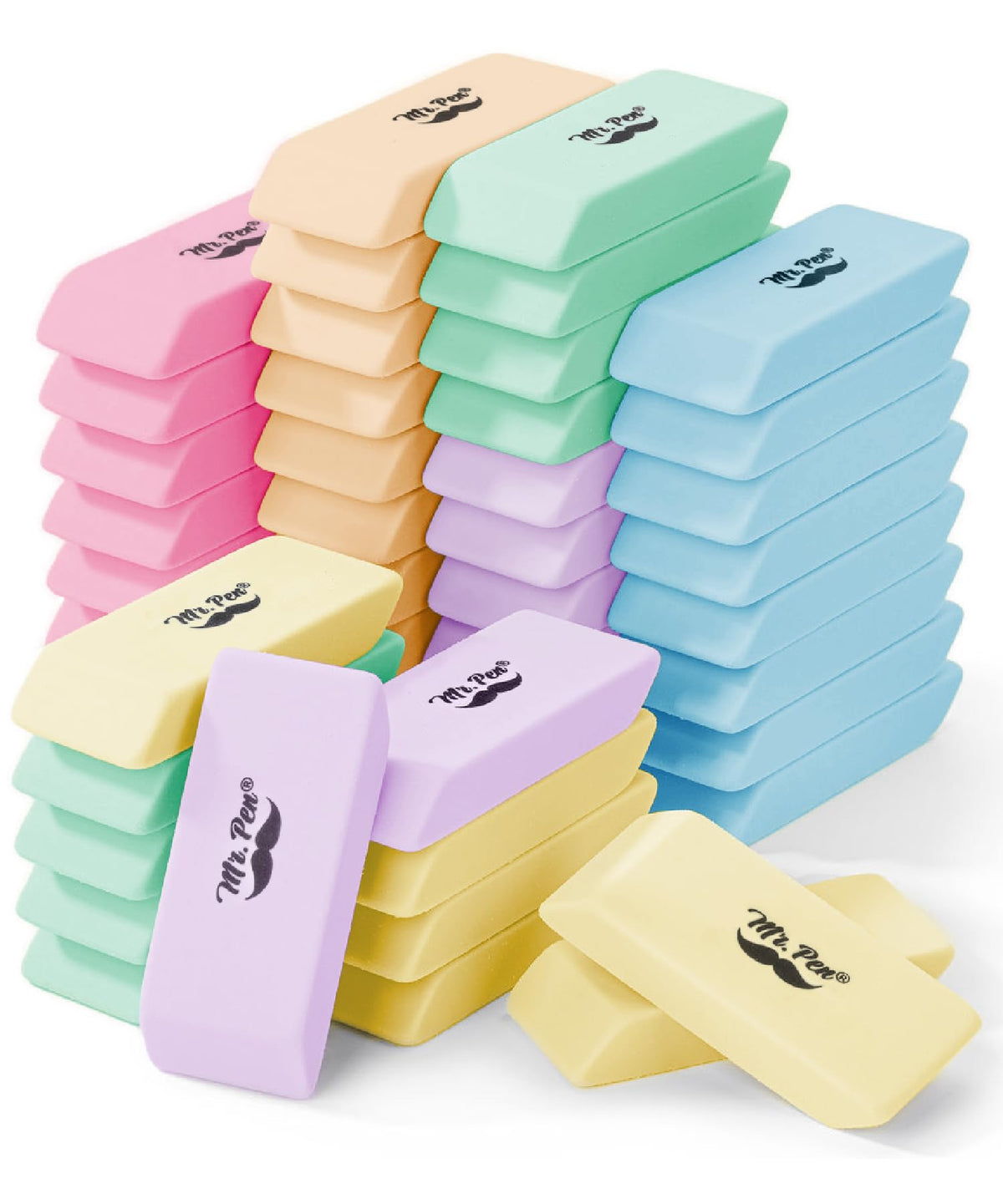 Mr. Pen- Pink Pencil Eraser, 12 Pack