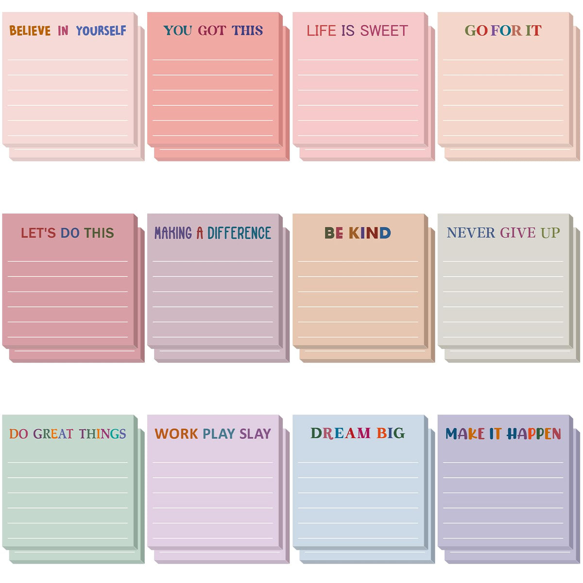 Yinder 24 Pcs Inspirational Sticky Notes Gifts, Appreciation, Multicolor