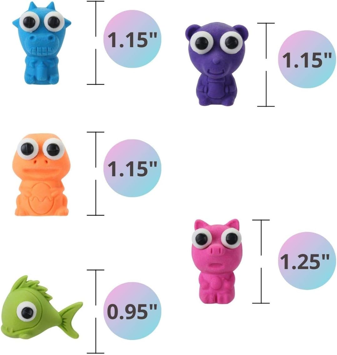 Mr. Pen- Animal Pencil Top Eraser, 20 Pack, 5 Assorted Styles