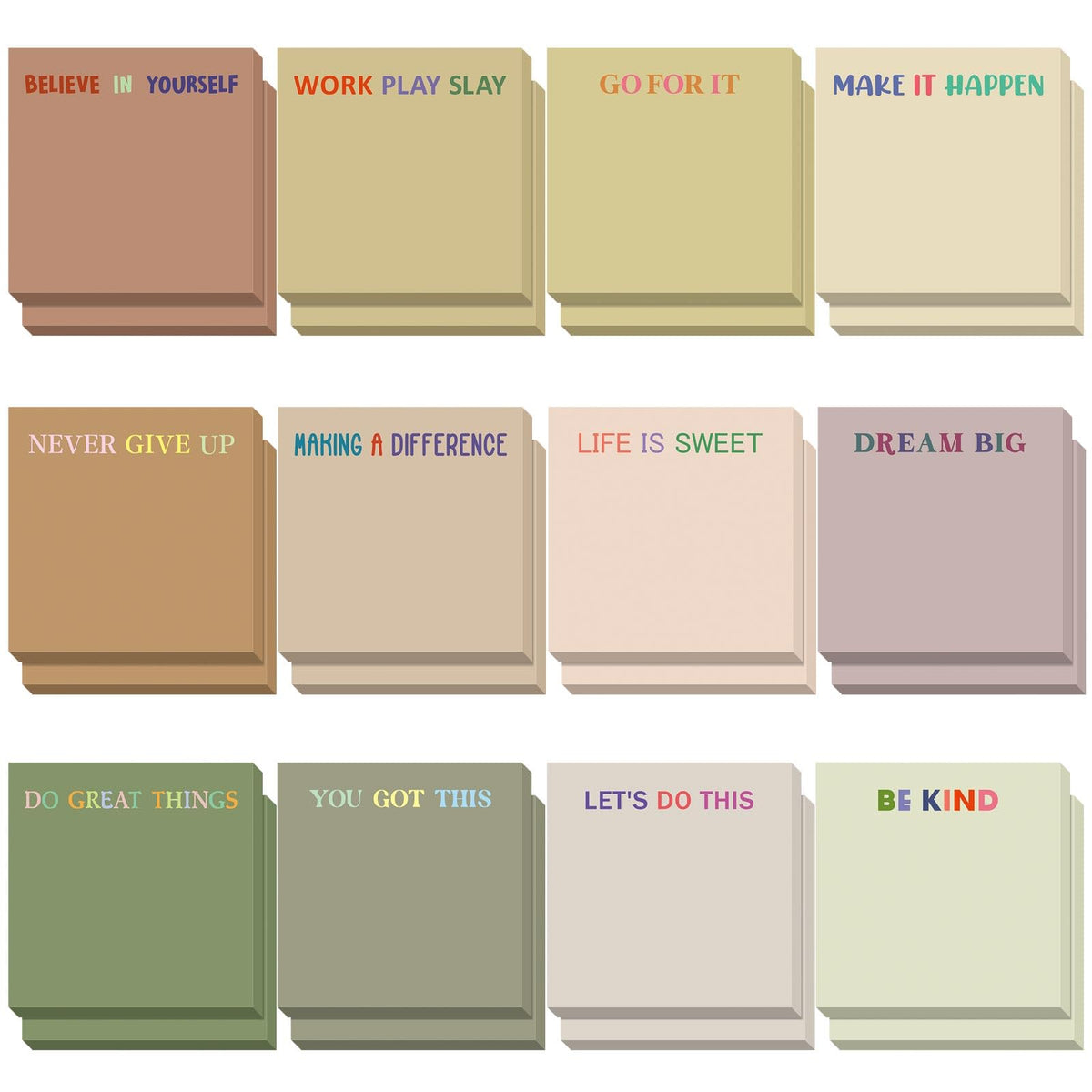 Yinder 24 Pcs Inspirational Sticky Notes Gifts, Appreciation, Multicolor