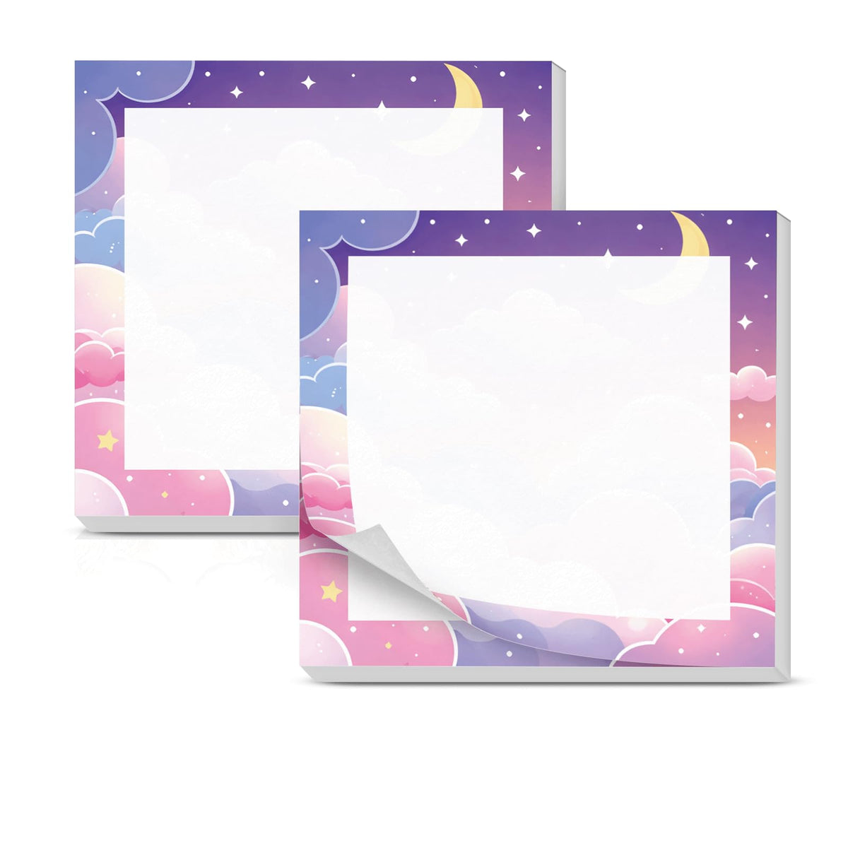 Cute Sticky Notes 3 x 3 Inch, 2 Pack Sticky Note Pads, 50 Sheets Per Pad, Self Stick Memo Pads for Office Supplies, School Supplies, Home Office Pink Bow