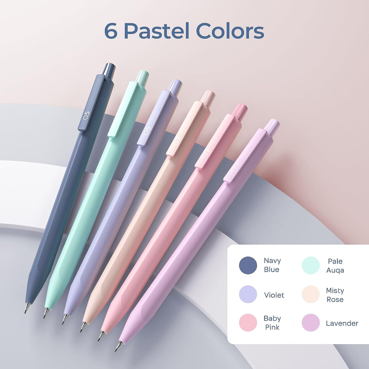 Nicpro Pastel Mechanical Pencil Set, 0.5 & 0.7mm Cute Pencils, Pack of 6