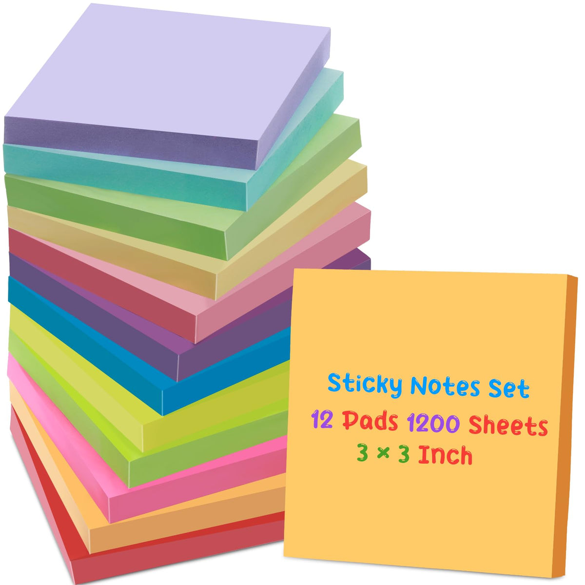 Leinuosen 12 Pack Flower Sticky Notes Bulk 3 Inch, 100 Sheets/Pad
