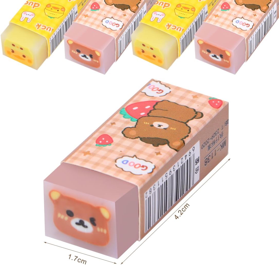 Erasers 10 Pcs Rubber Eraser Cute Cartoon Plastic Pencil Erasers for School Office