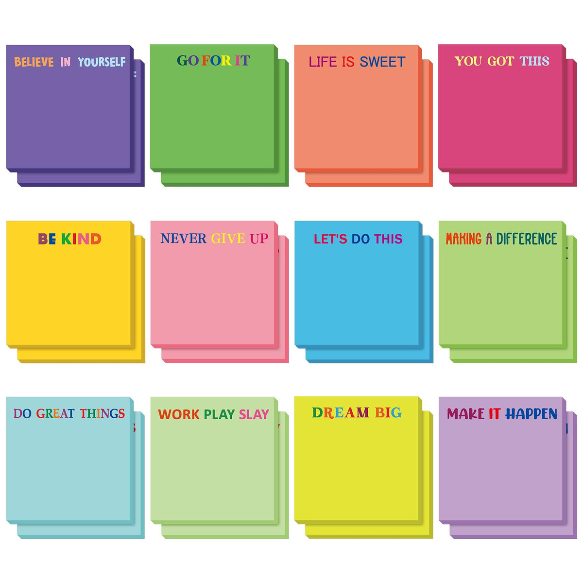 Yinder 24 Pcs Inspirational Sticky Notes Gifts, Appreciation, Multicolor