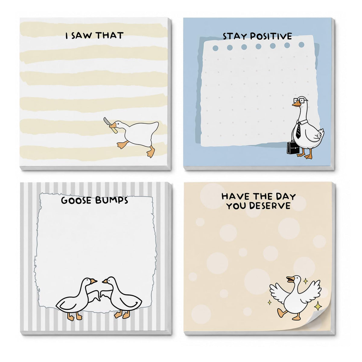 Cat Sticky Notes 3x3, Funny Cute Cat Sticky Notes 4 Pads, Cute Notepads Office Supplies Gifts for Women Men Coworkers Cat Lovers