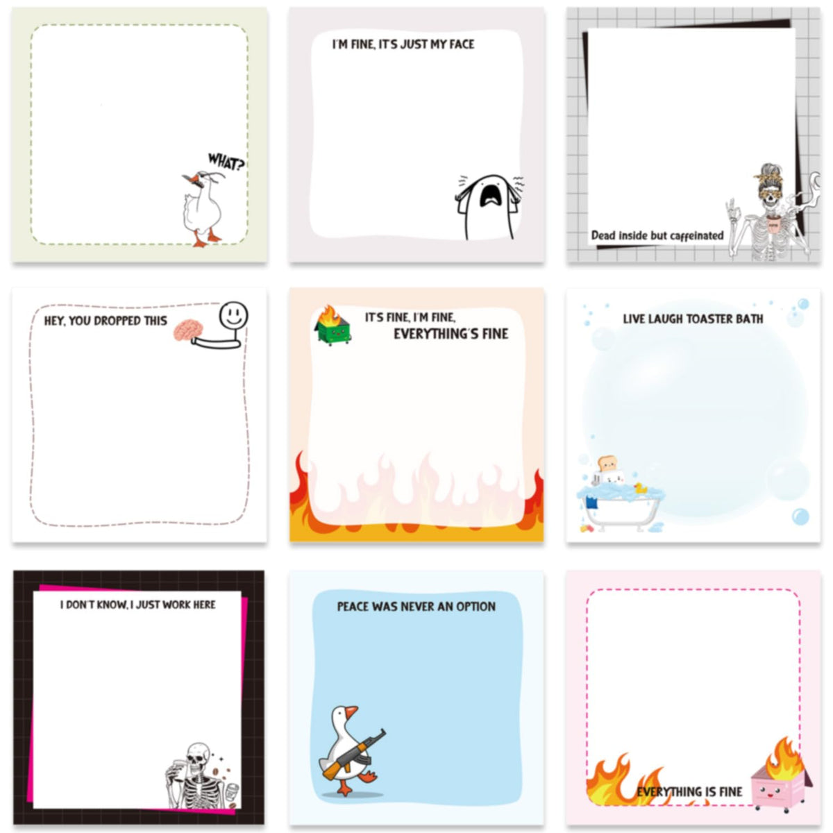 Frog Sticky Notes 3x3 Cute Animal Stationery 9-Pack