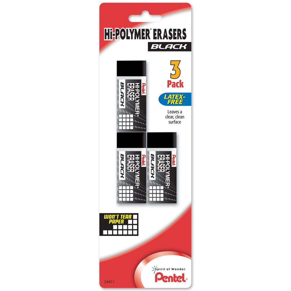 Pentel Hi-Polymer Block Eraser, Small Black 48 pack (ZEAH06A)
