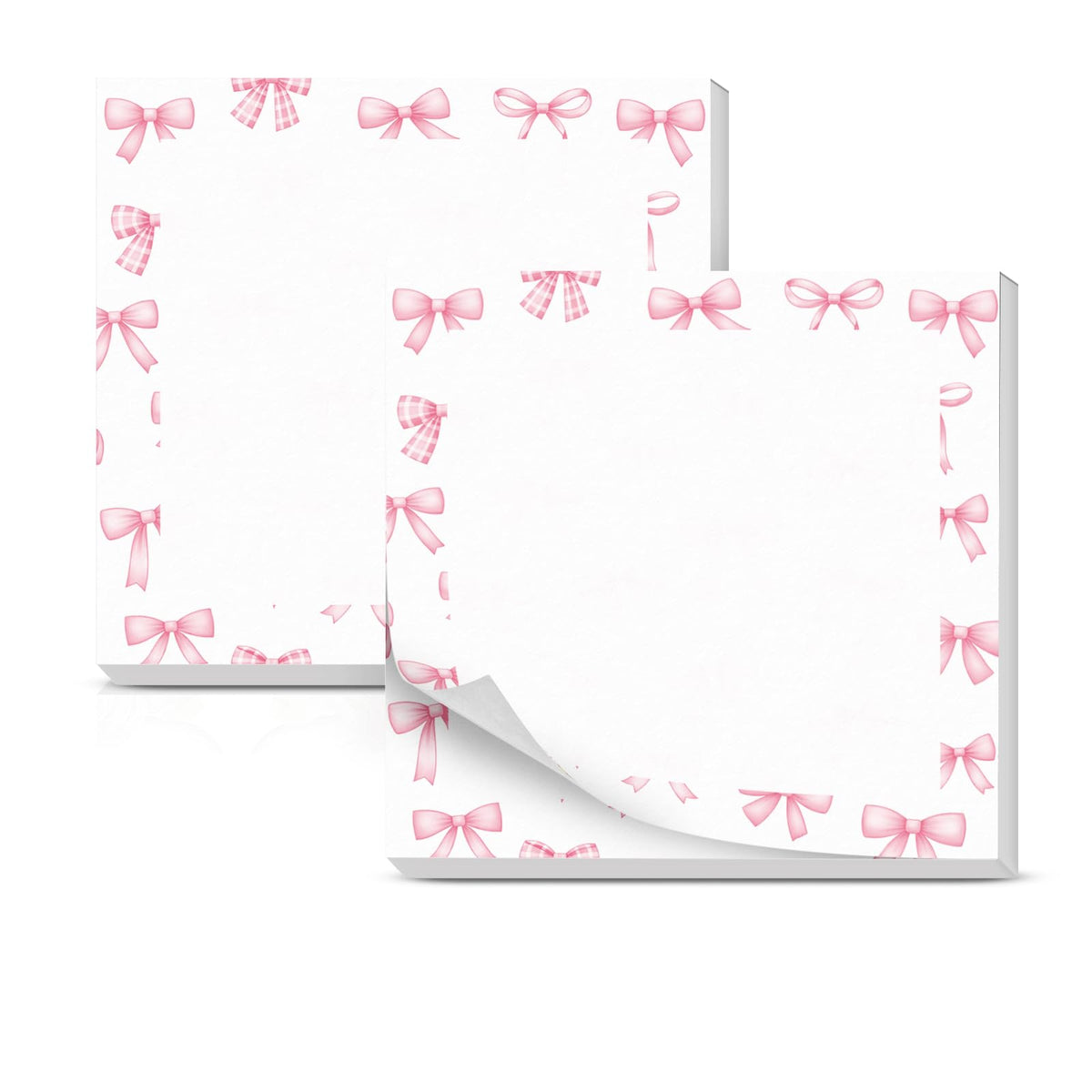 Cute Sticky Notes 3 x 3 Inch, 2 Pack Sticky Note Pads, 50 Sheets Per Pad, Self Stick Memo Pads for Office Supplies, School Supplies, Home Office Pink Bow