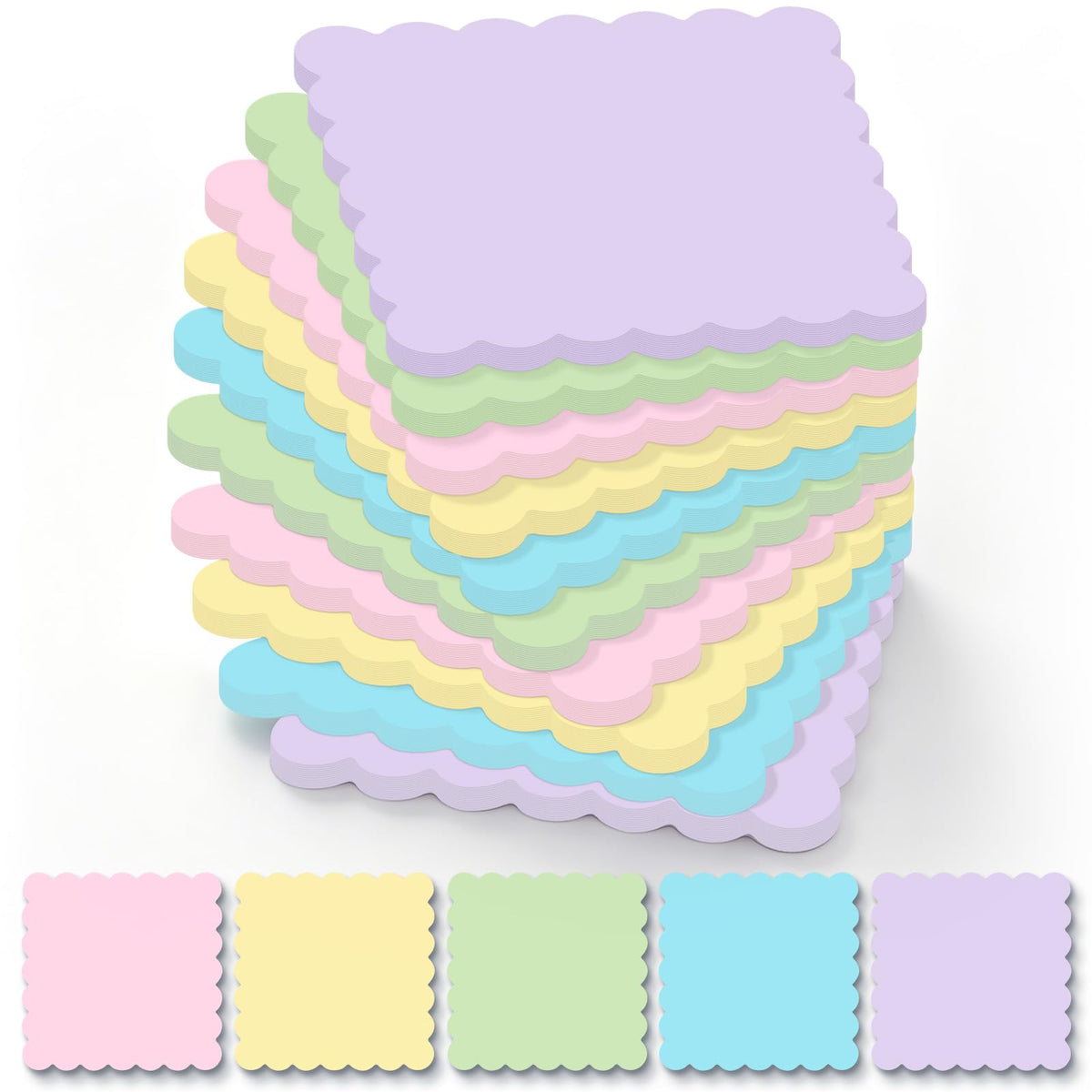 Epakh 10 Pack Scalloped Line Sticky Notes, Gradient Pink Pads, 3 x 4 Inch