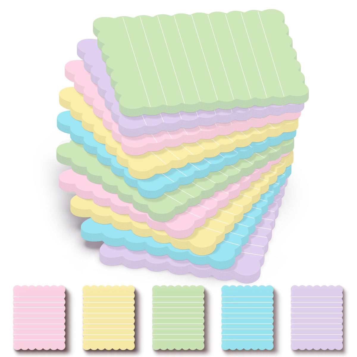 Epakh 10 Pack Scalloped Line Sticky Notes, Gradient Pink Pads, 3 x 4 Inch
