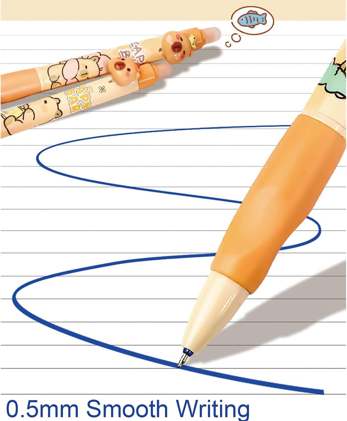MOZXIRZ 4 Pcs Cute Erasable Gel Pens Retractable Pens Cartoon Panda Pen 0.5mm Fine Point Blue Ink Smooth Writing Pen for Women Girls Boys Office School Supplies (Panda-Blue Ink)
