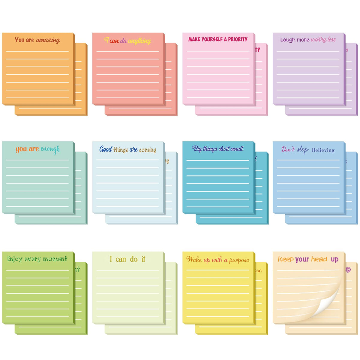 Yinder 24 Pcs Inspirational Sticky Notes Gifts, Appreciation, Multicolor
