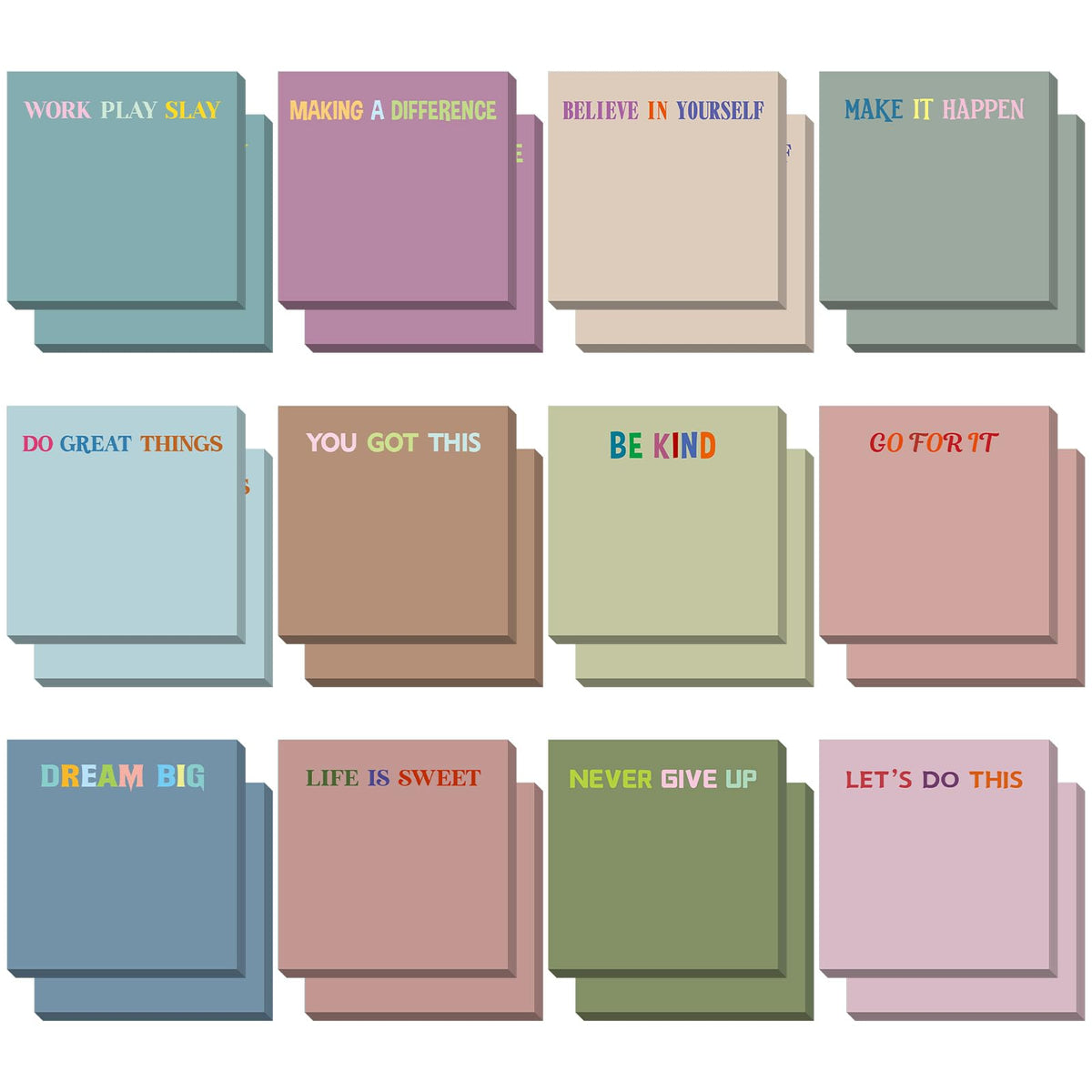 Yinder 24 Pcs Inspirational Sticky Notes Gifts, Appreciation, Multicolor