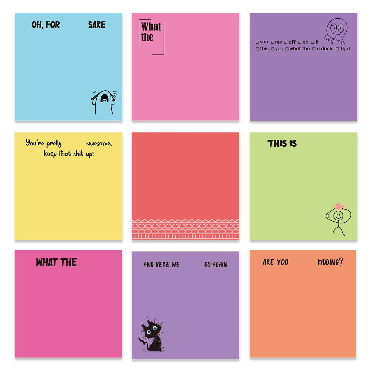 Pink Blue Aesthetic Sticky Notes 3x3 Gifts for Students 9-Pack