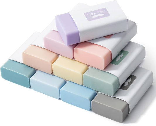 Mr. Pen- Pencil Eraser, 10 Pack, Morandi Colors | Large Latex Free Block Erasers for School, Office, Art Sketching, Homework, Exams, Clean Smudge-Free Correction