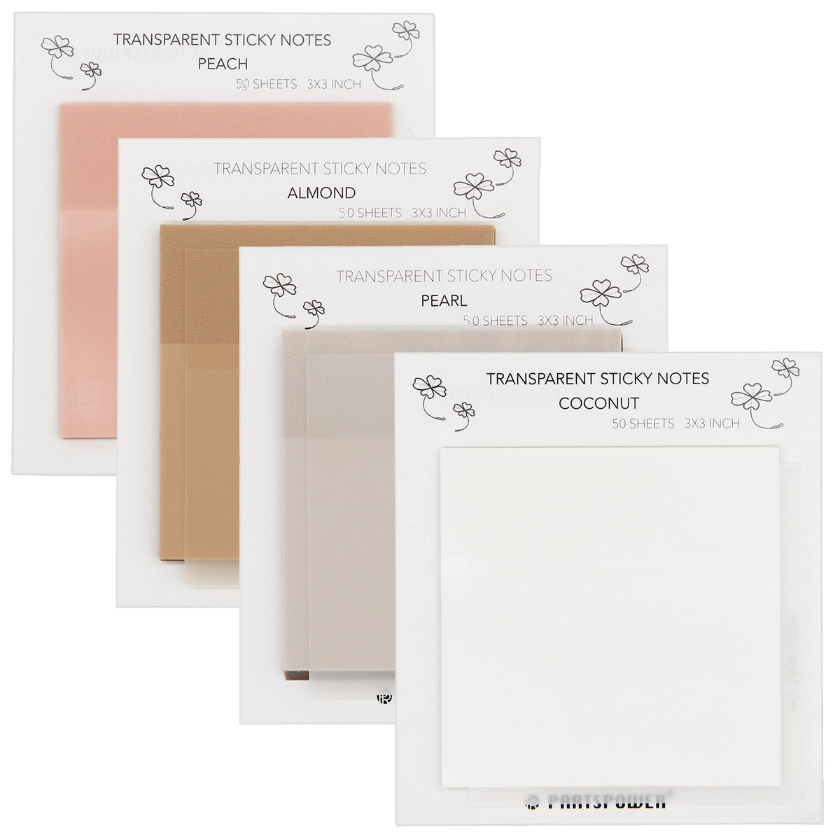 Pastel Transparent Sticky Notes, 4 Packs 3X3 Inch See Through Annotating Sticky Notes for Annotating, Bible Journaling Supplies, Office School Supplies