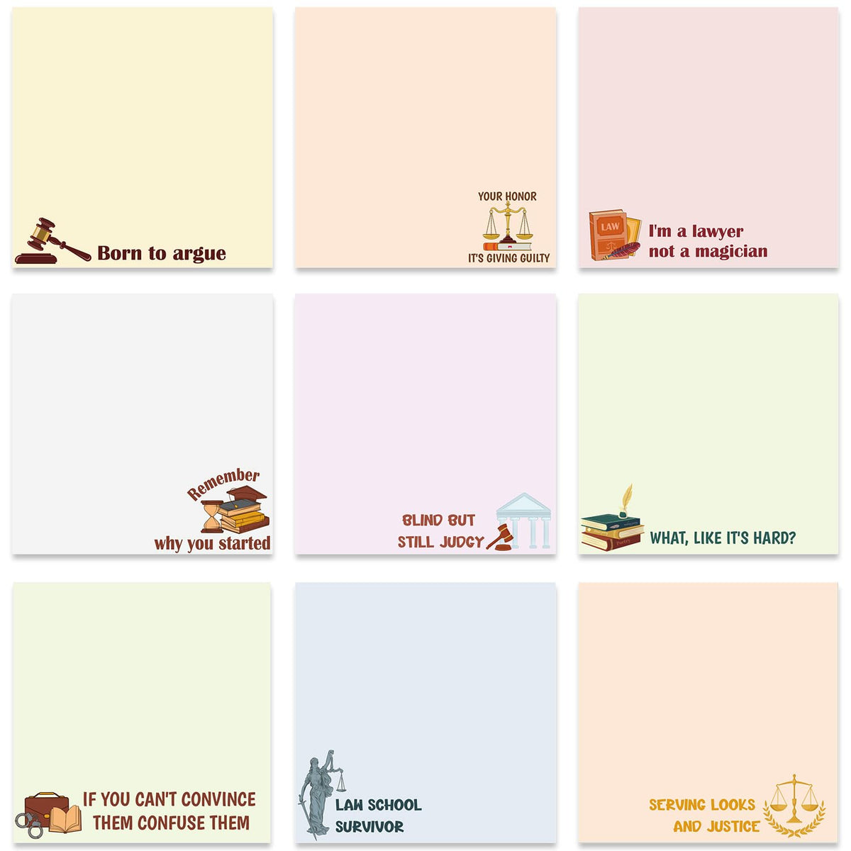 Inspirational Sticky Notes 3x3 Gifts for Positive People 9-Pack