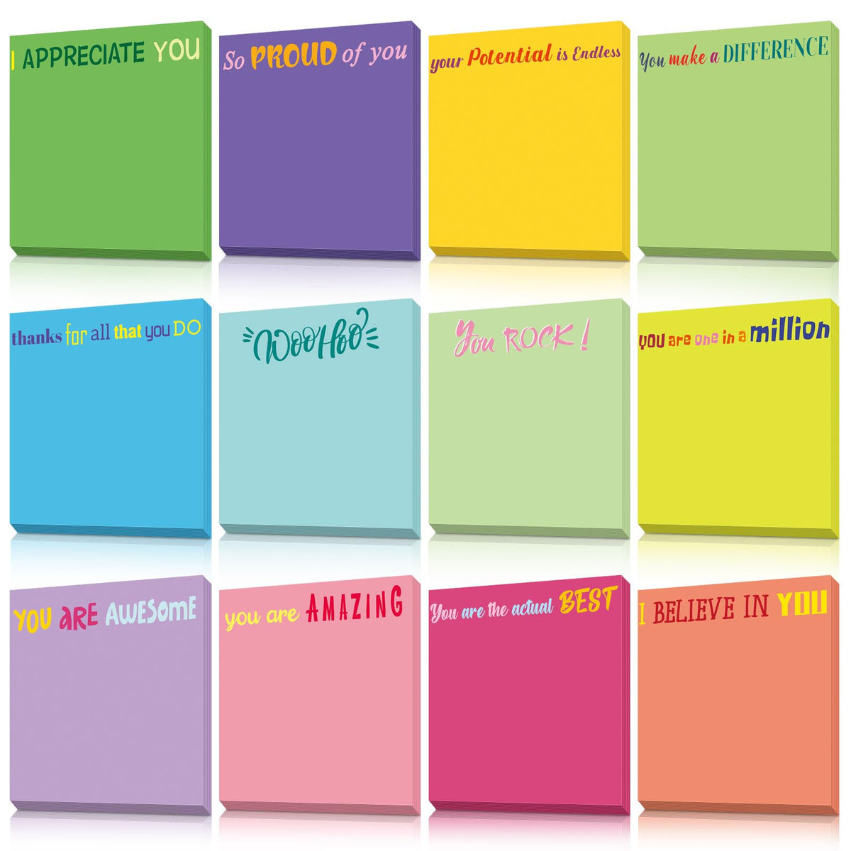Yinder 24 Pcs Inspirational Sticky Notes Gifts, Appreciation, Multicolor