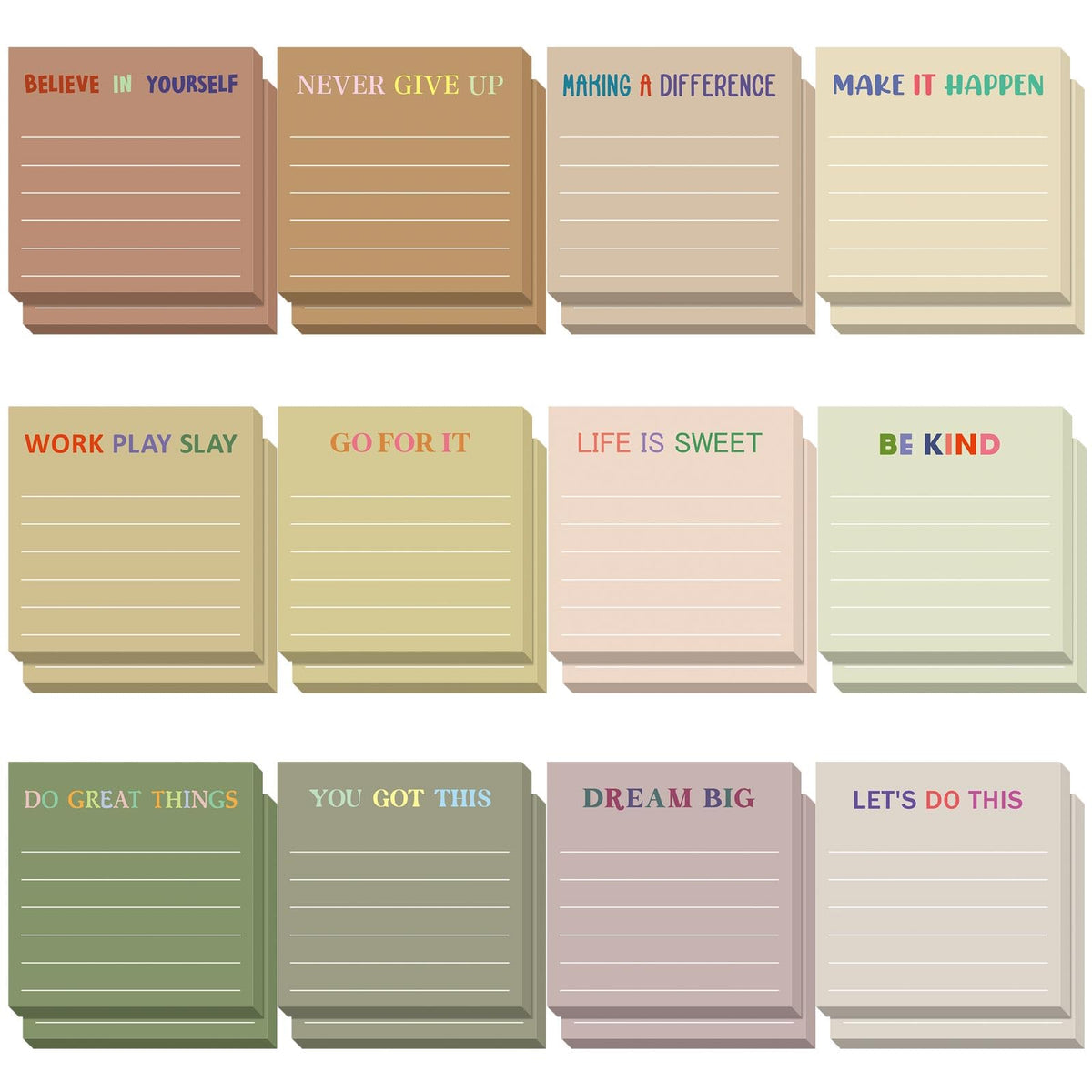 Yinder 24 Pcs Inspirational Sticky Notes Gifts, Appreciation, Multicolor