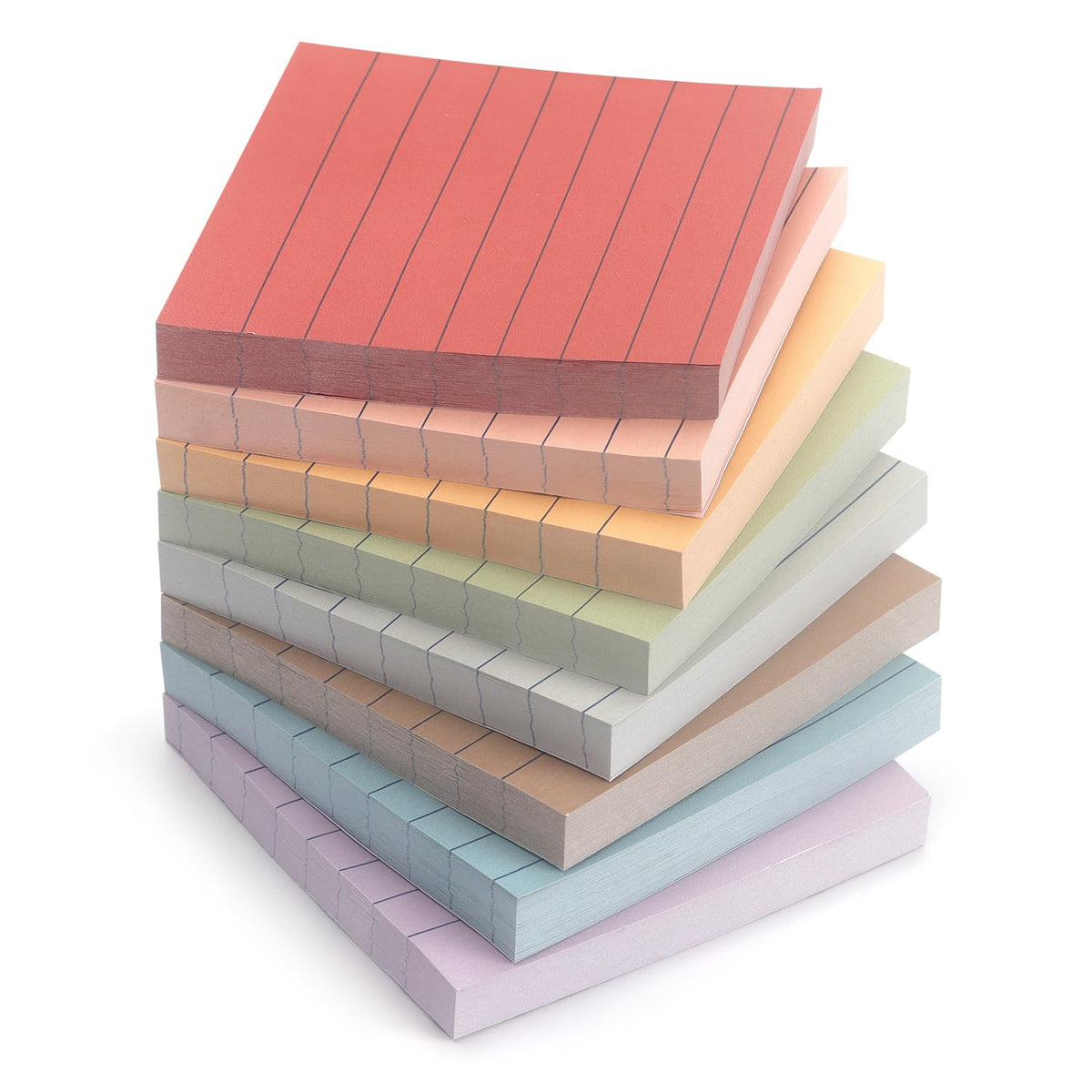 Eastern Wolf Lined Sticky Notes, 3x3 Inch, 8 Pack, Light Colors, 640 Sheets