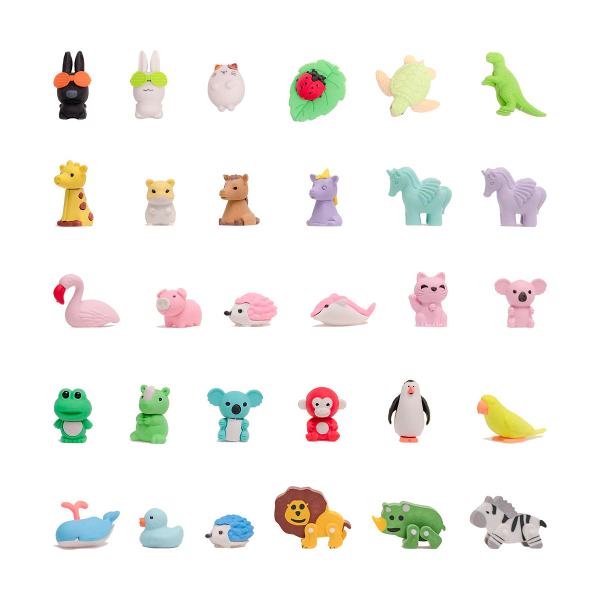 30Pcs 3D Animal Erasers for Kids, All are Animal Styles, Random Desktop Pets Toys Gifts, Mini Puzzle Classroom Rewards, Kids Party Favors Back to School Supplies