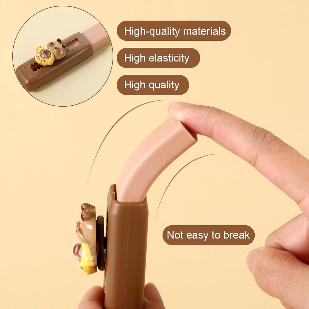 Capybara Erasers 4 Pcs Rubber Sliding Retractable Eraser