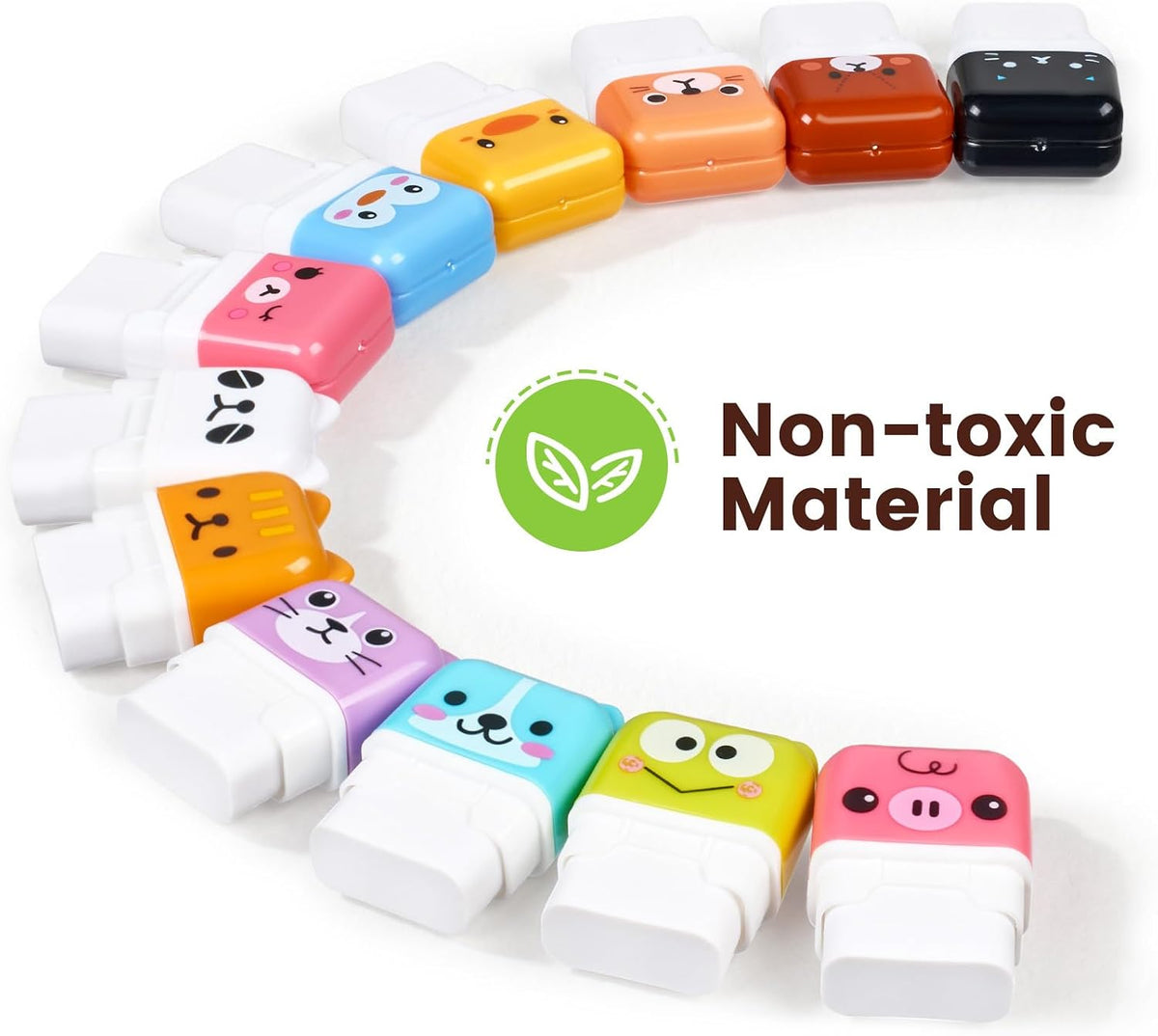Sooez 12 Pack Pencil Erasers, Cute Animal Eraser with Clean Up Roller