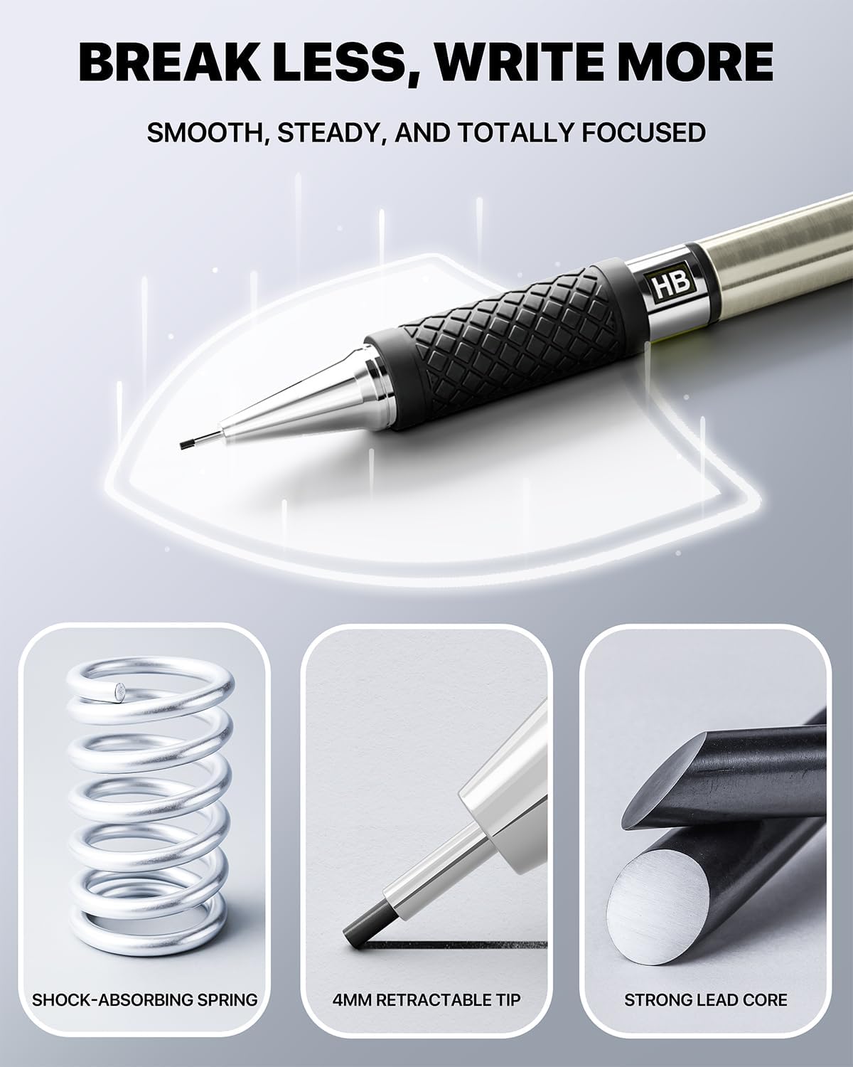 Metal Mechanical Pencil Set with Case, 6-Pack 0.7mm Medium Point