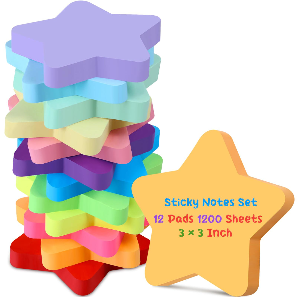 Leinuosen 12 Pack Flower Sticky Notes Bulk 3 Inch, 100 Sheets/Pad
