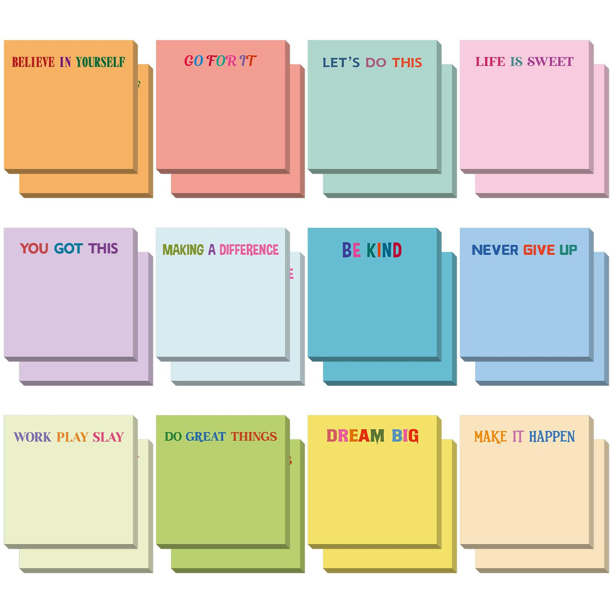 Yinder 24 Pcs Inspirational Sticky Notes Gifts, Appreciation, Multicolor