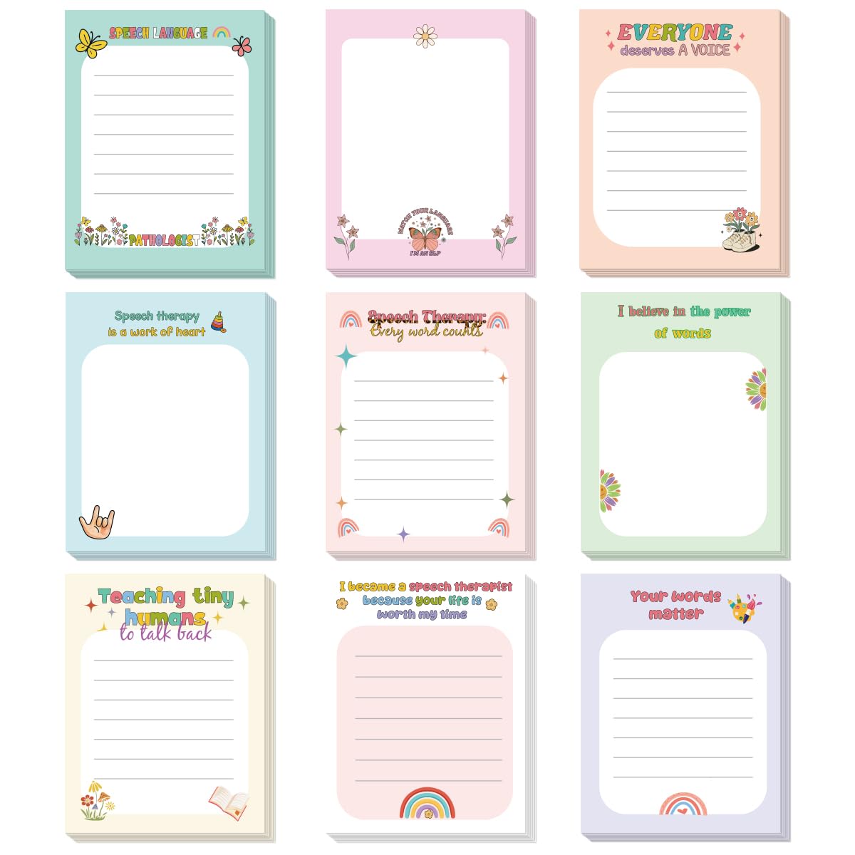 9 Pcs Cute Capybara Sticky Notes, Funny Capybara Self-Adhesive Notes for Women Man, Colorful Positive Sticky NotePads for Teacher Students Office Worker Animal Lovers Gift