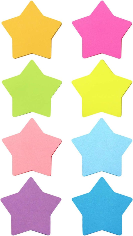 SIMONA Star Shape Sticky Notes 3x3 Inch, 8 Bright Colors, 600 Sheets