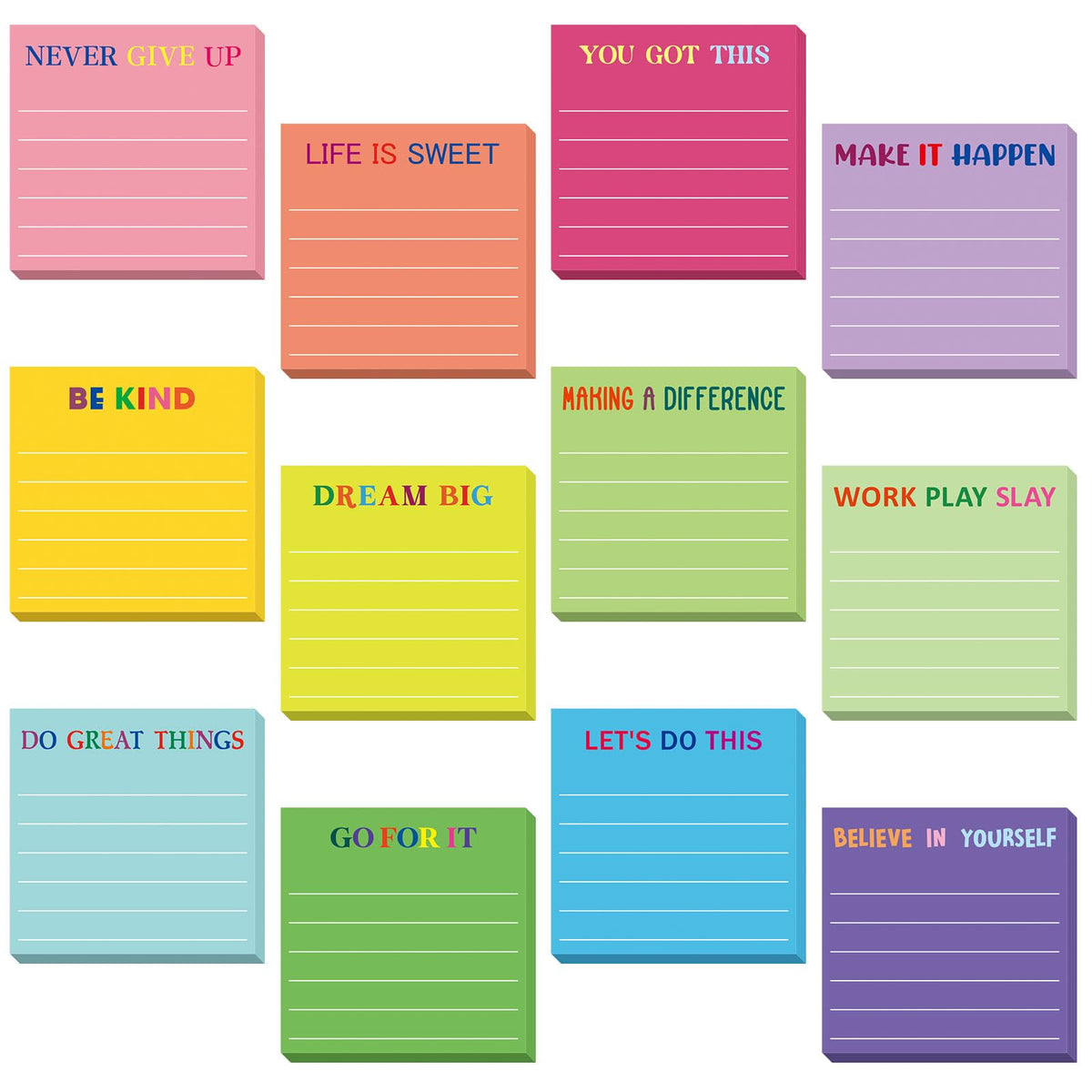 Yinder 24 Pcs Inspirational Sticky Notes Gifts, Appreciation, Multicolor