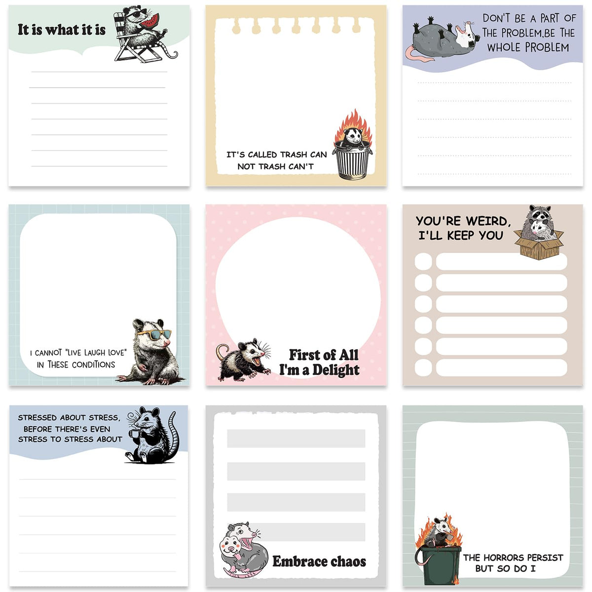 Inspirational Sticky Notes 3x3 Gifts for Positive People 9-Pack