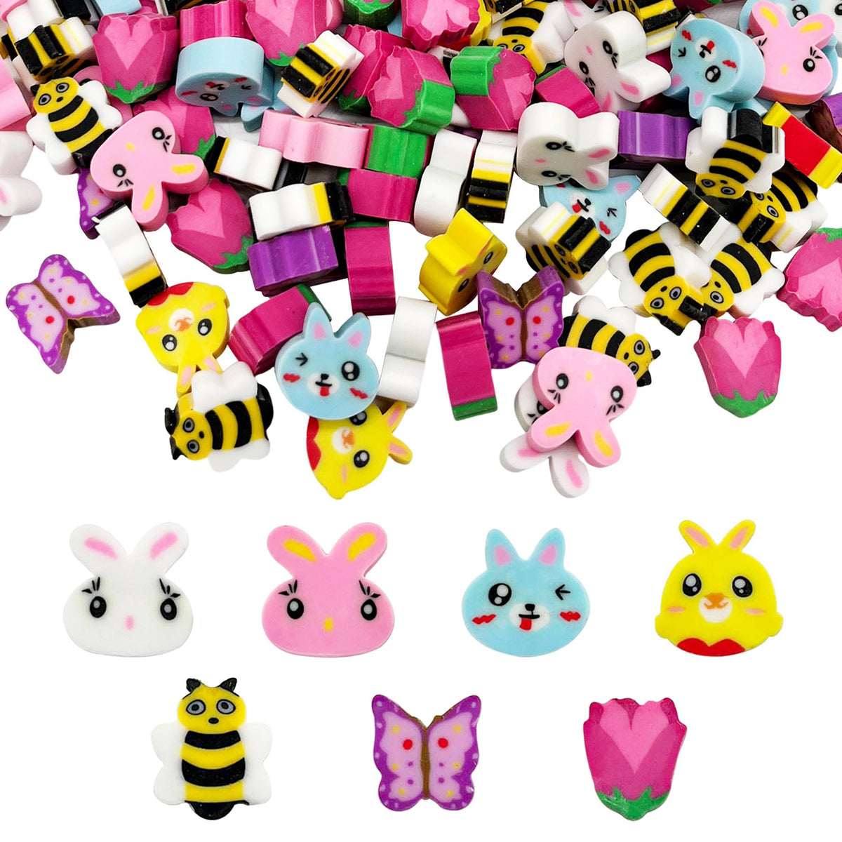 300 Pieces Animal Mini Erasers Assortment Novelty Pencil Erasers Bulk for Rewards Prizes Gift Filler
