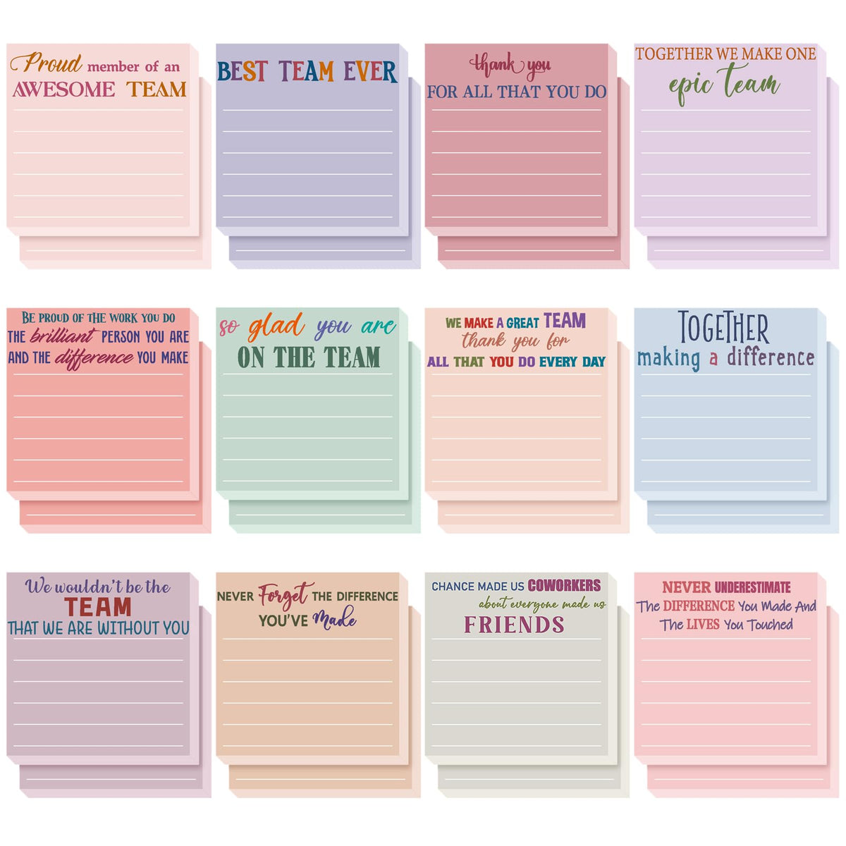 Yinder 24 Pcs Inspirational Sticky Notes Gifts, Appreciation, Multicolor