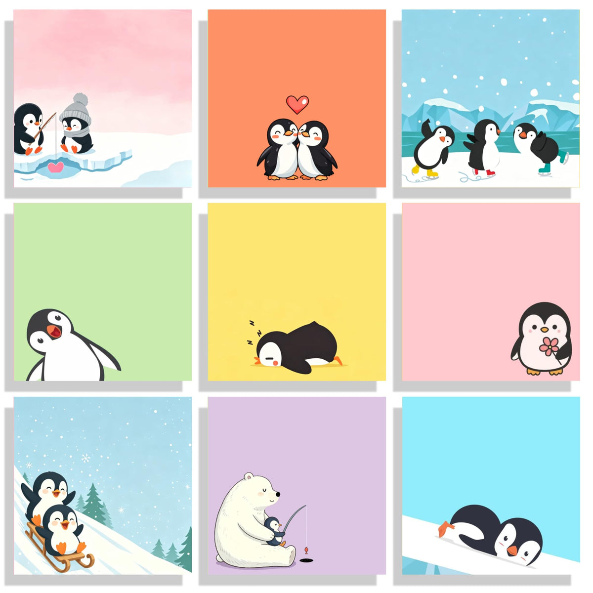 9 Pads Cute Sticky Notes Set, 3" x 3" Dog Self Stick Notepads, Funny Dog Stationery, Kawaii Adhesive Memo Pads, Dog Lover Gifts, Office Decor Desk Accessories, School Supplies