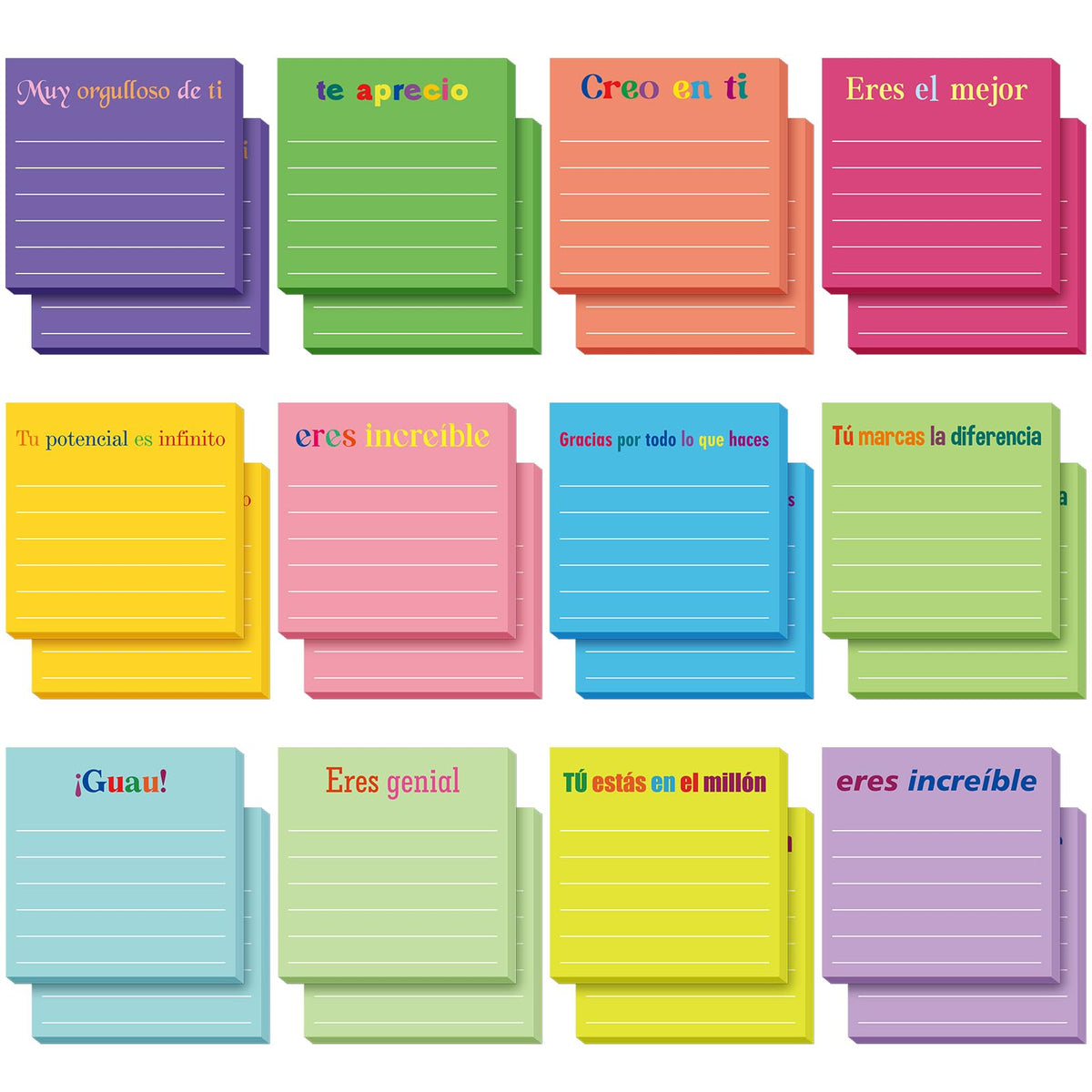 Yinder 24 Pcs Inspirational Sticky Notes Gifts, Appreciation, Multicolor