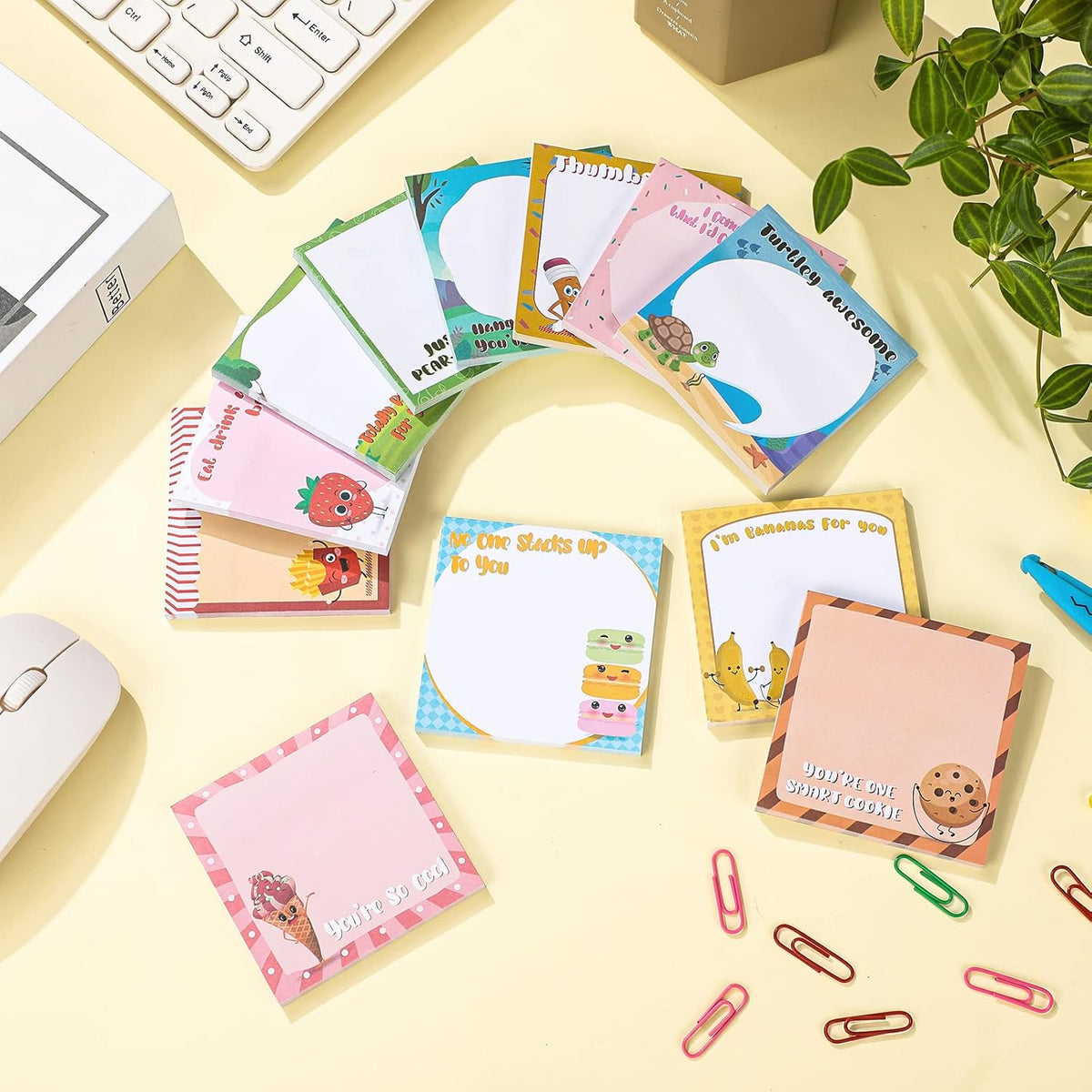 12 Pcs Fun Inspirational Sticky Notes 3 x 3 Inch Motivational, Cute Style