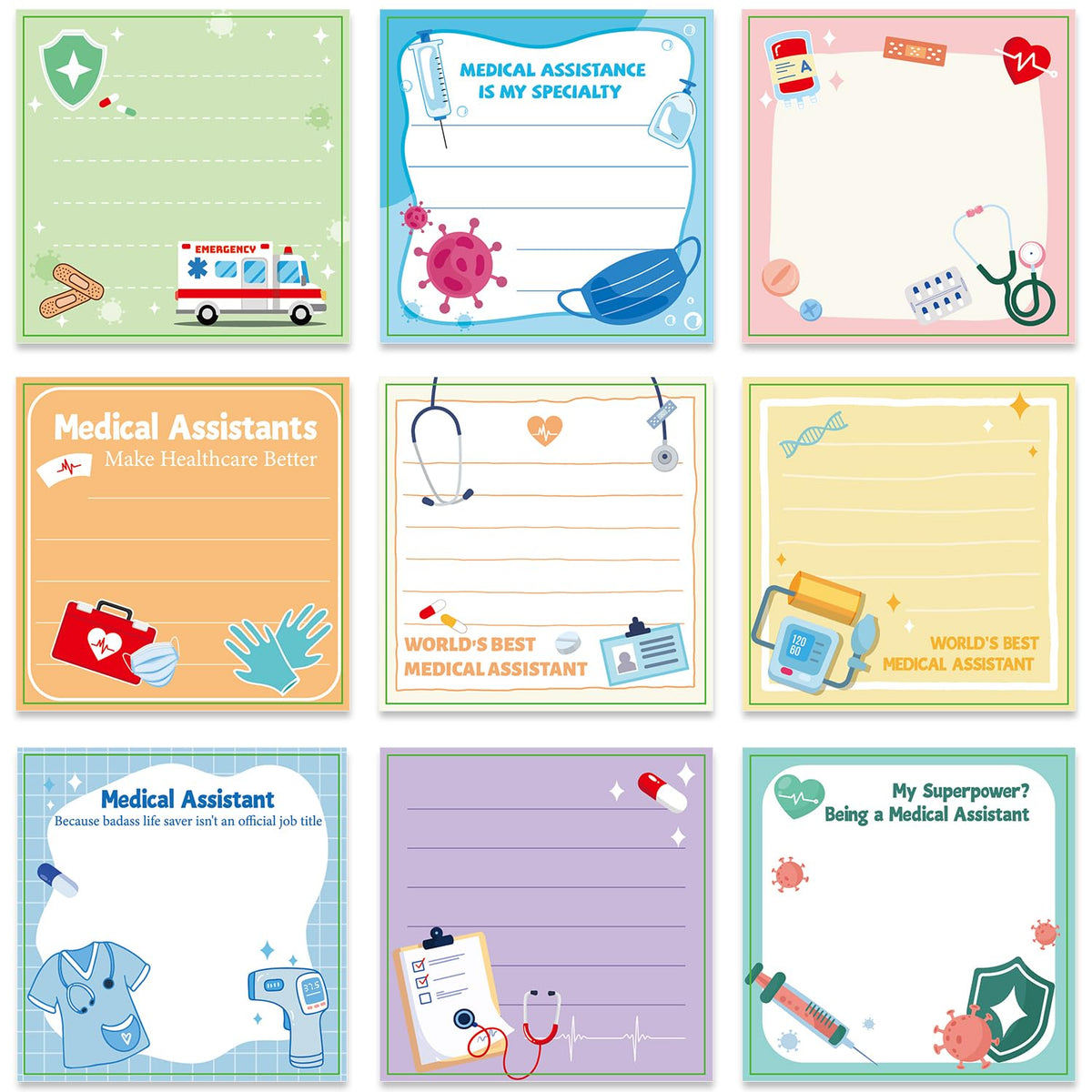 Inspirational Sticky Notes 3x3 Gifts for Positive People 9-Pack