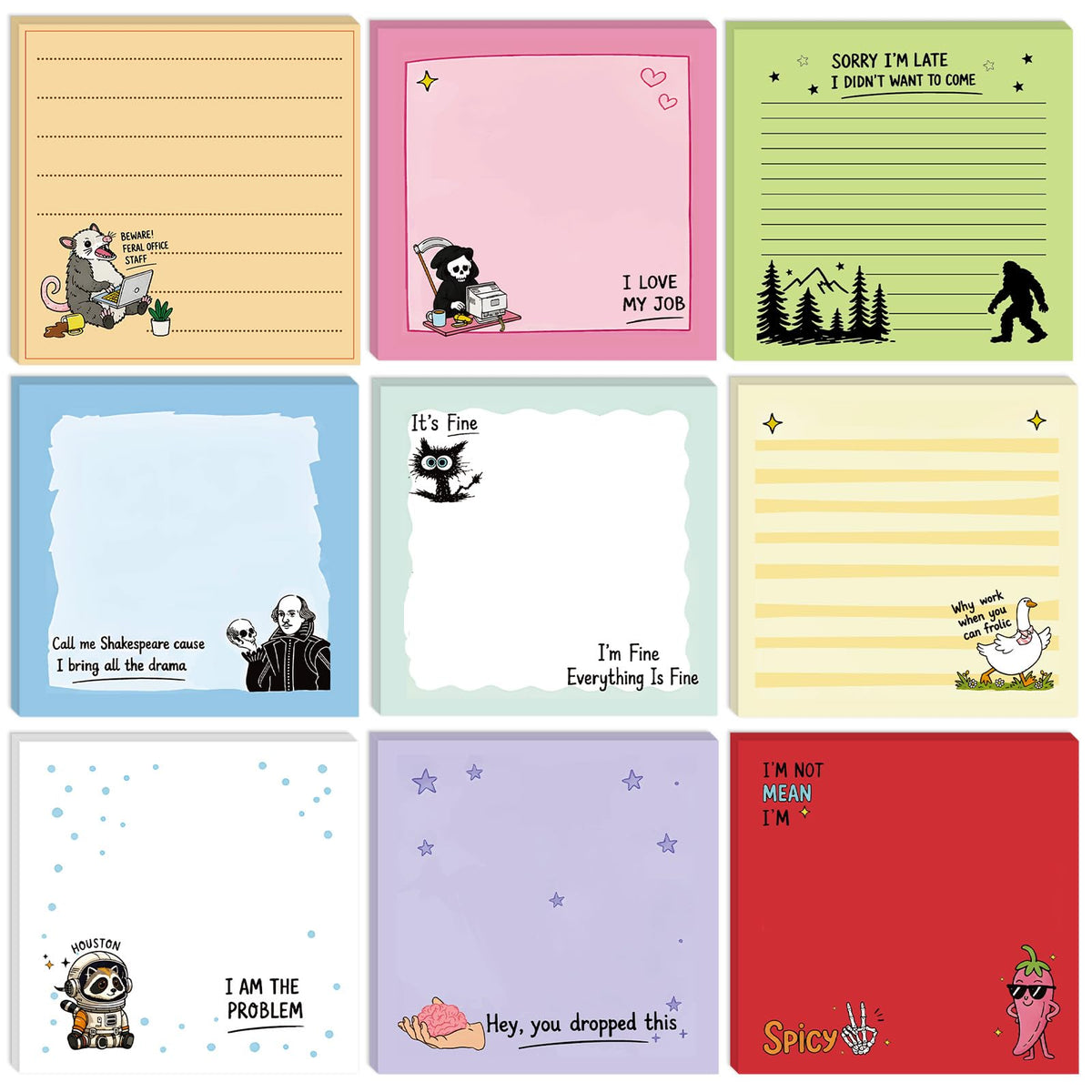 9 Pcs Black Cat Gift Cute Sticky Notes for Cat Lover