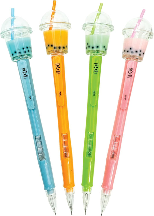 Raymond Geddes Boba Tea Mechanical Pencils – Pack of 12 – Cute Novelty Writing Supplies with Bubble Tea Toppers