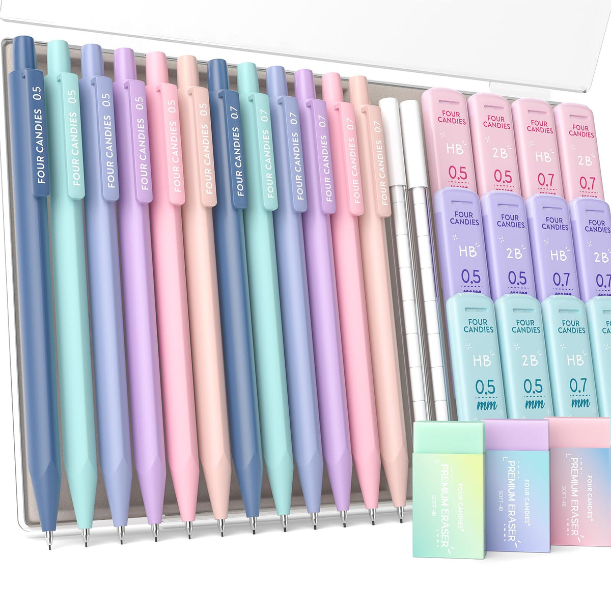 Four Candies Cute Mechanical Pencil Set, 0.7mm Medium Point, 6-Count Pack